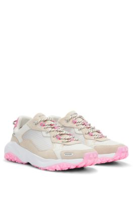 HUGO Mixed material trainers with contrast details light pink