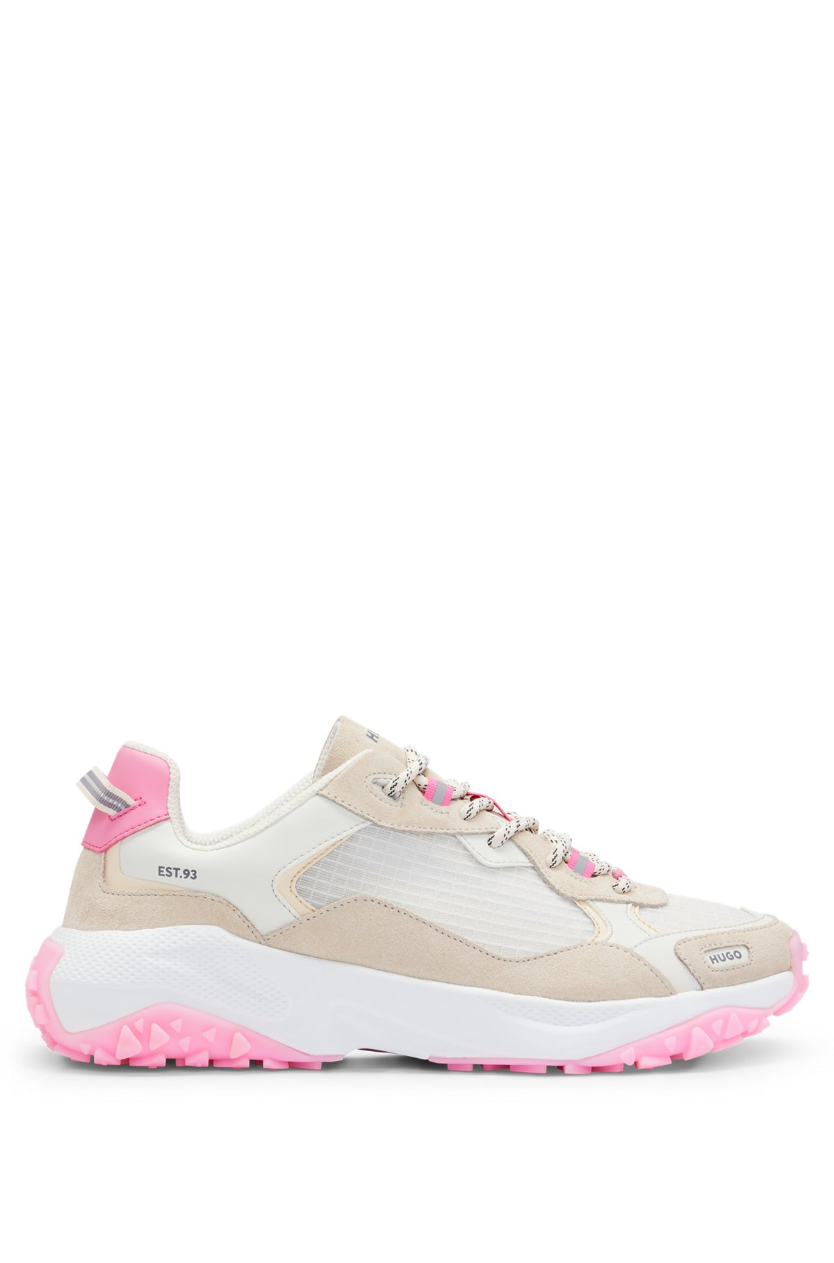 Mixed-material trainers with contrast details, light pink