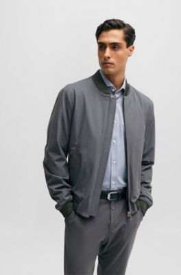 BOSS - Slim-Fit Jacke aus knitterfreiem Jersey