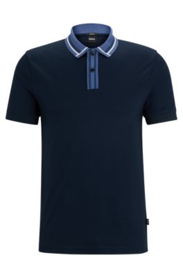BOSS Mercerisedcotton slimfit polo shirt with contrast stripes