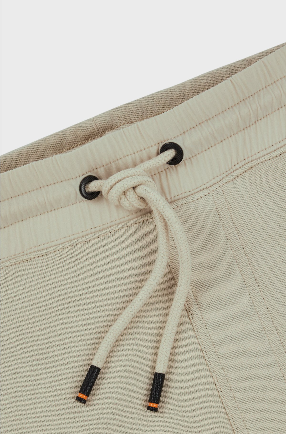 Cotton-terry tracksuit bottoms with contrast trims, Natural