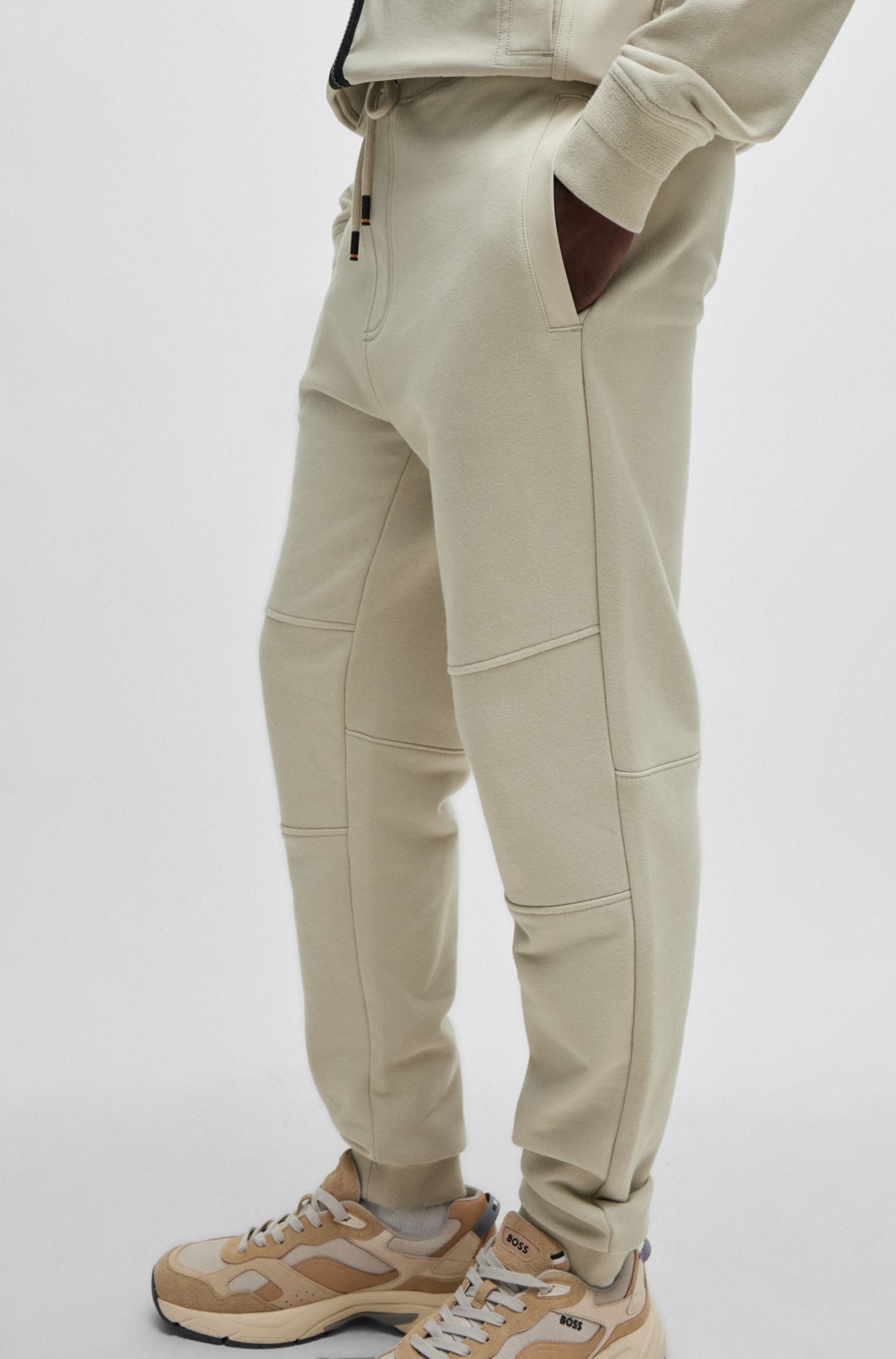 Cotton-terry tracksuit bottoms with contrast trims