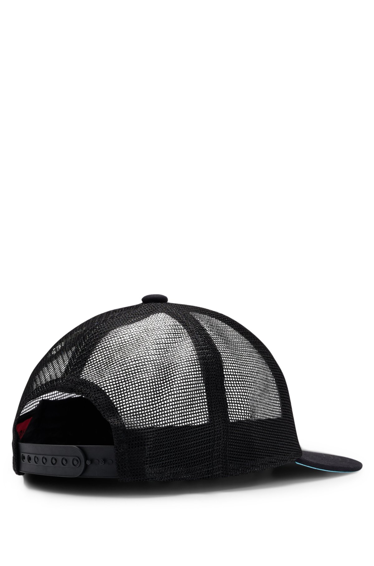 Cap in cotton twill and mesh with double logo, Black
