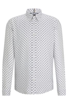 BOSS - Regular-fit shirt in printed Oxford fabric 