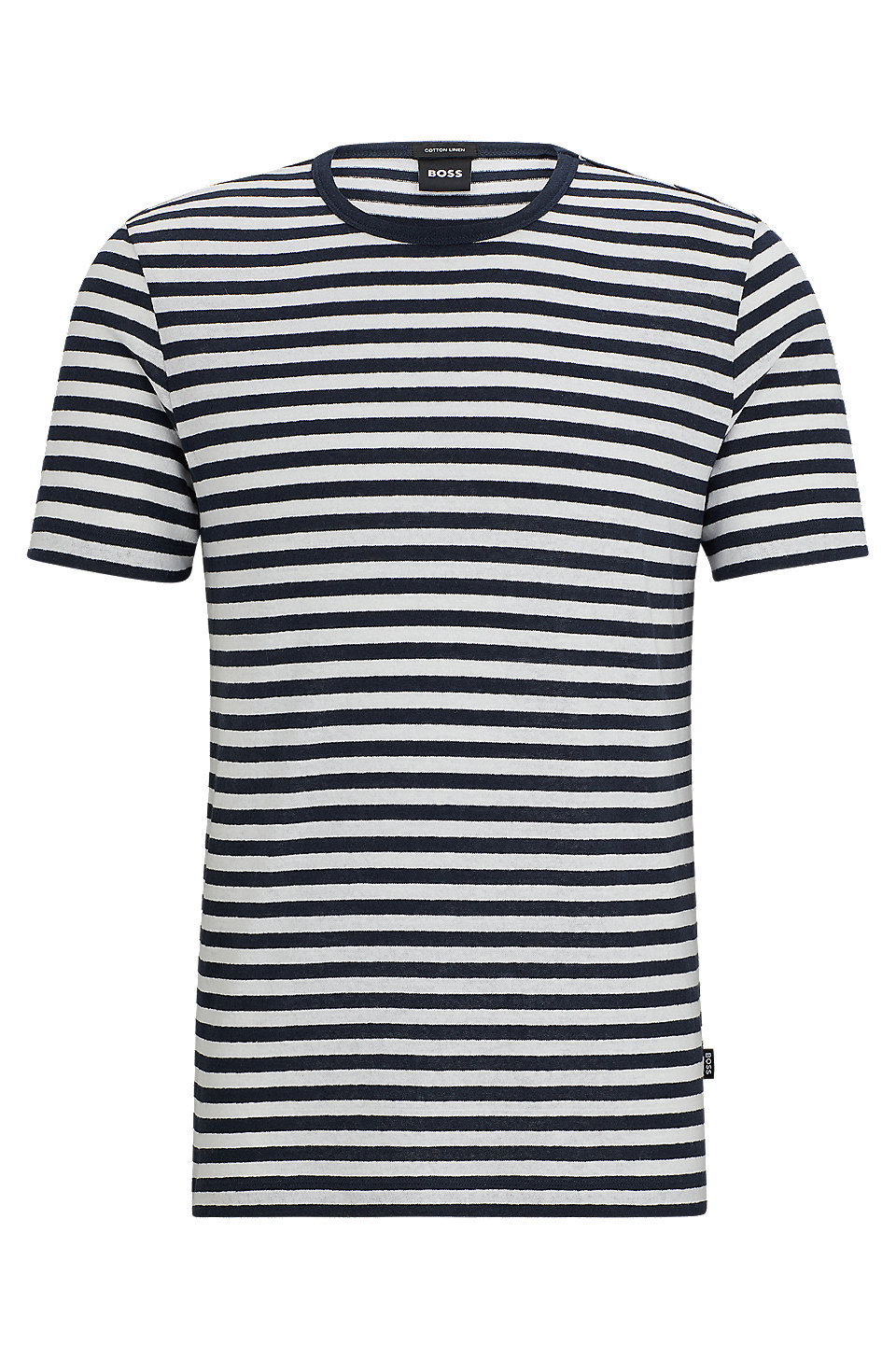 BOSS - Horizontal-stripe T-shirt in cotton and linen