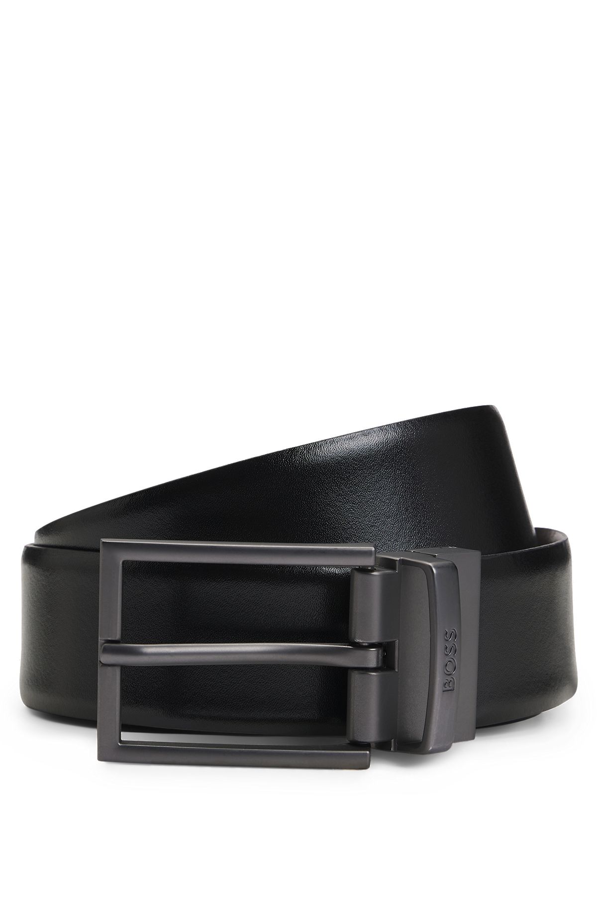 Burberry Black Leather Belt Silvertone Buckle Mens Size 44 110