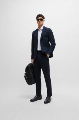 Slim-fit shirt in printed performance-stretch material, White