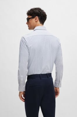 Slim-fit shirt in printed performance-stretch material, White