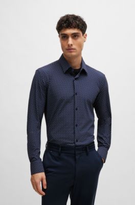 BOSS Slimfit shirt in printed performancestretch material