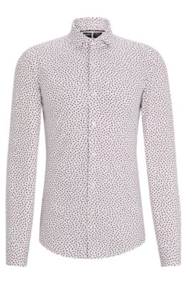 BOSS - Slim-fit shirt in printed performance-stretch fabric