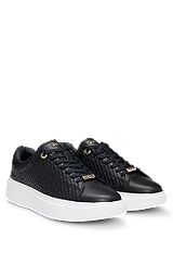 ENDisplay name: Cupsole trainers in leather with embossed monograms, Black