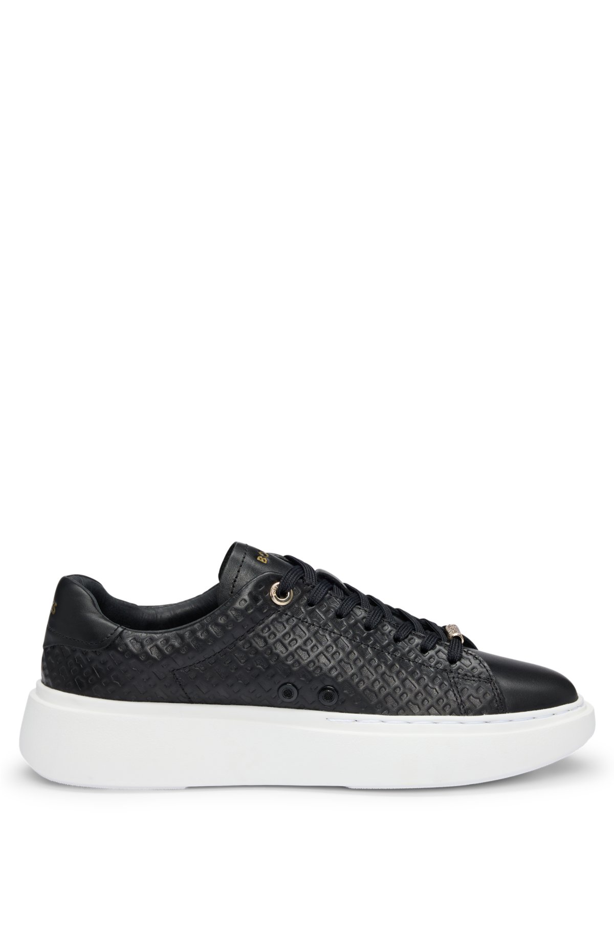 ENDisplay name: Cupsole trainers in leather with embossed monograms, Black