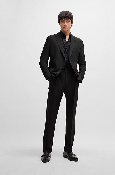 Regular-Fit Anzug aus Performance-Stretch-Gewebe, Schwarz