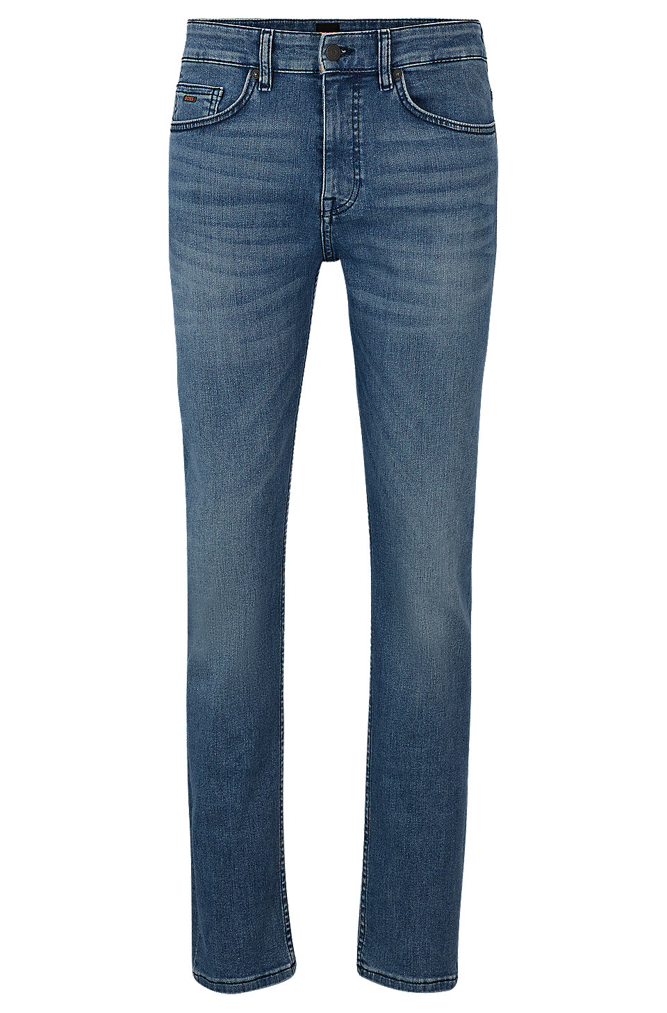 BOSS - Slim-fit jeans in mid-blue soft stretch denim