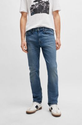 BOSS - Slim-fit jeans in mid-blue soft stretch denim