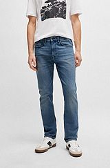 Slim-fit jeans in mid-blue soft stretch denim, Blue