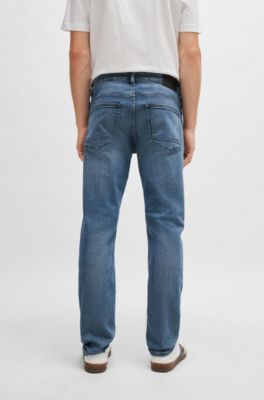 BOSS - Slim-fit jeans in mid-blue soft stretch denim
