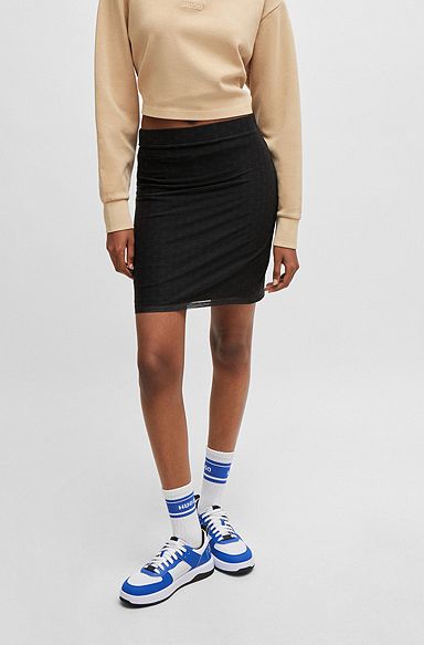 Slim-fit mini skirt in logo mesh, Patterned