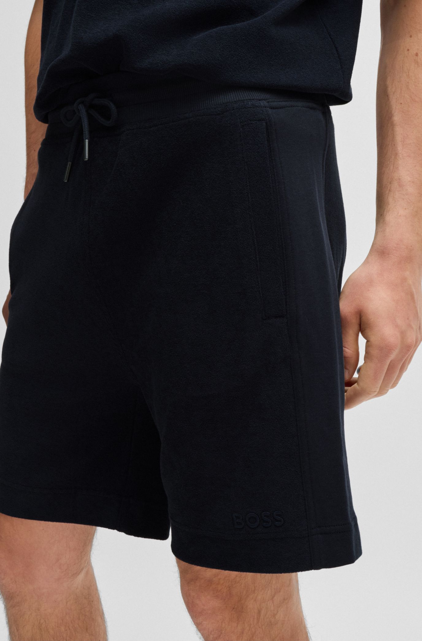 Cotton-towelling regular-fit shorts with embroidered logo