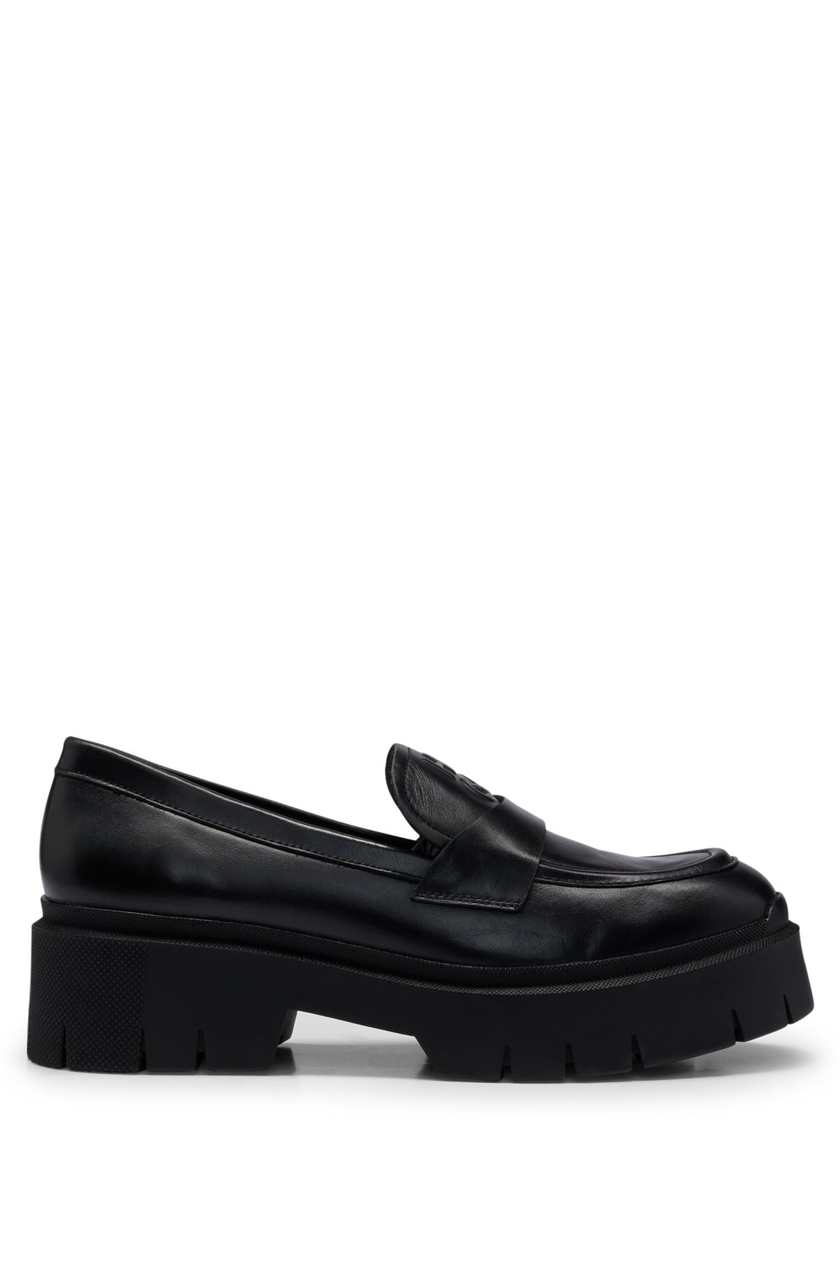 HUGO - Chunky-sole loafers in smooth leather with logo details