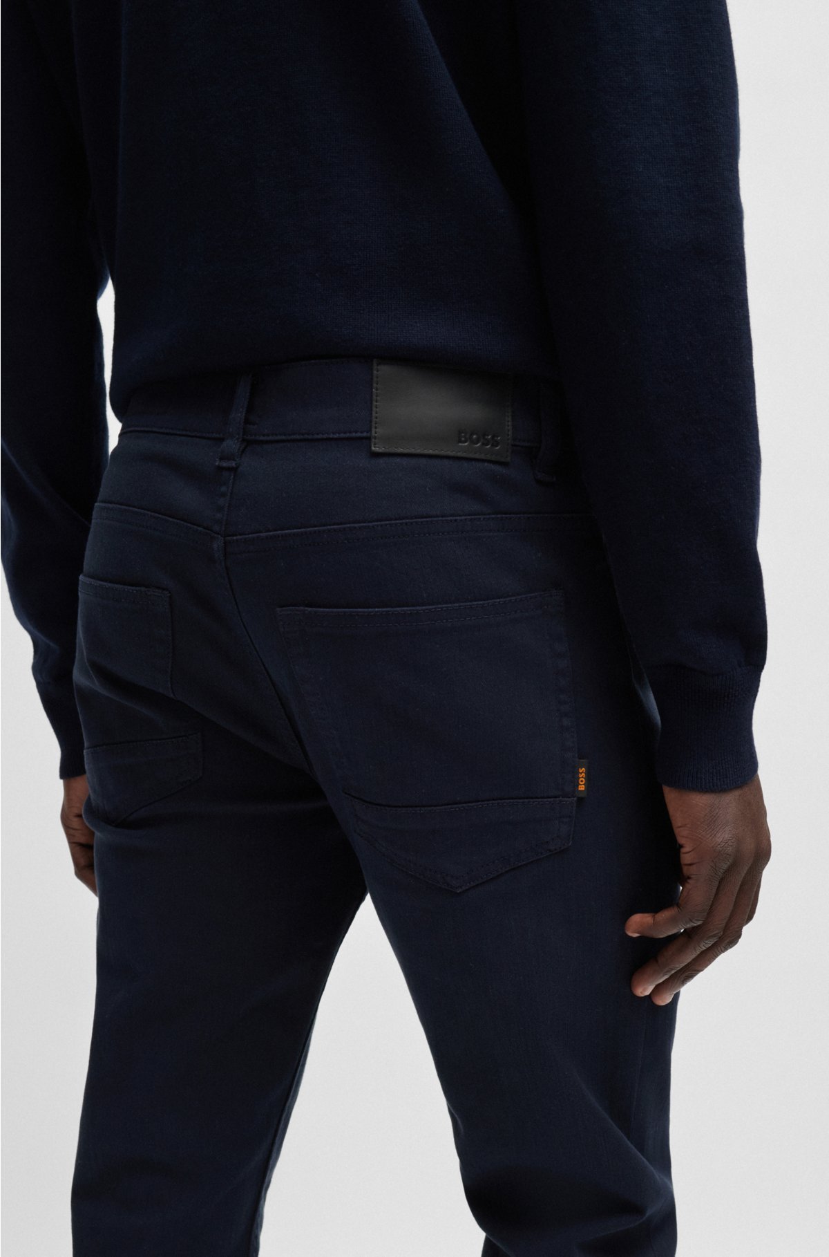 Slim-fit jeans in dark-blue soft stretch denim, Dark Blue