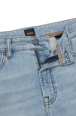 BOSS - Blaue Regular-Fit Shorts aus bequemem Stretch-Denim 