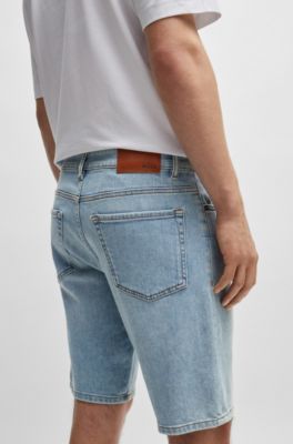 BOSS - Blaue Regular-Fit Shorts aus bequemem Stretch-Denim 
