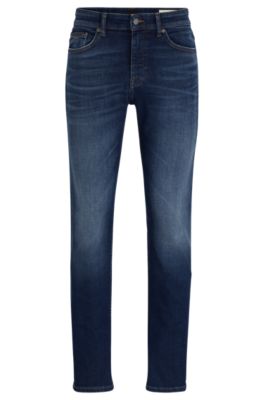 BOSS - Slim-fit jeans in dark-blue super-stretch denim