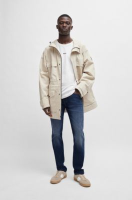 BOSS - Slim-fit jeans in dark-blue super-stretch denim