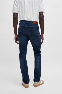 BOSS - Slim-fit jeans in dark-blue super-stretch denim