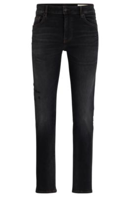 BOSS - Slim-fit jeans in black soft-motion denim