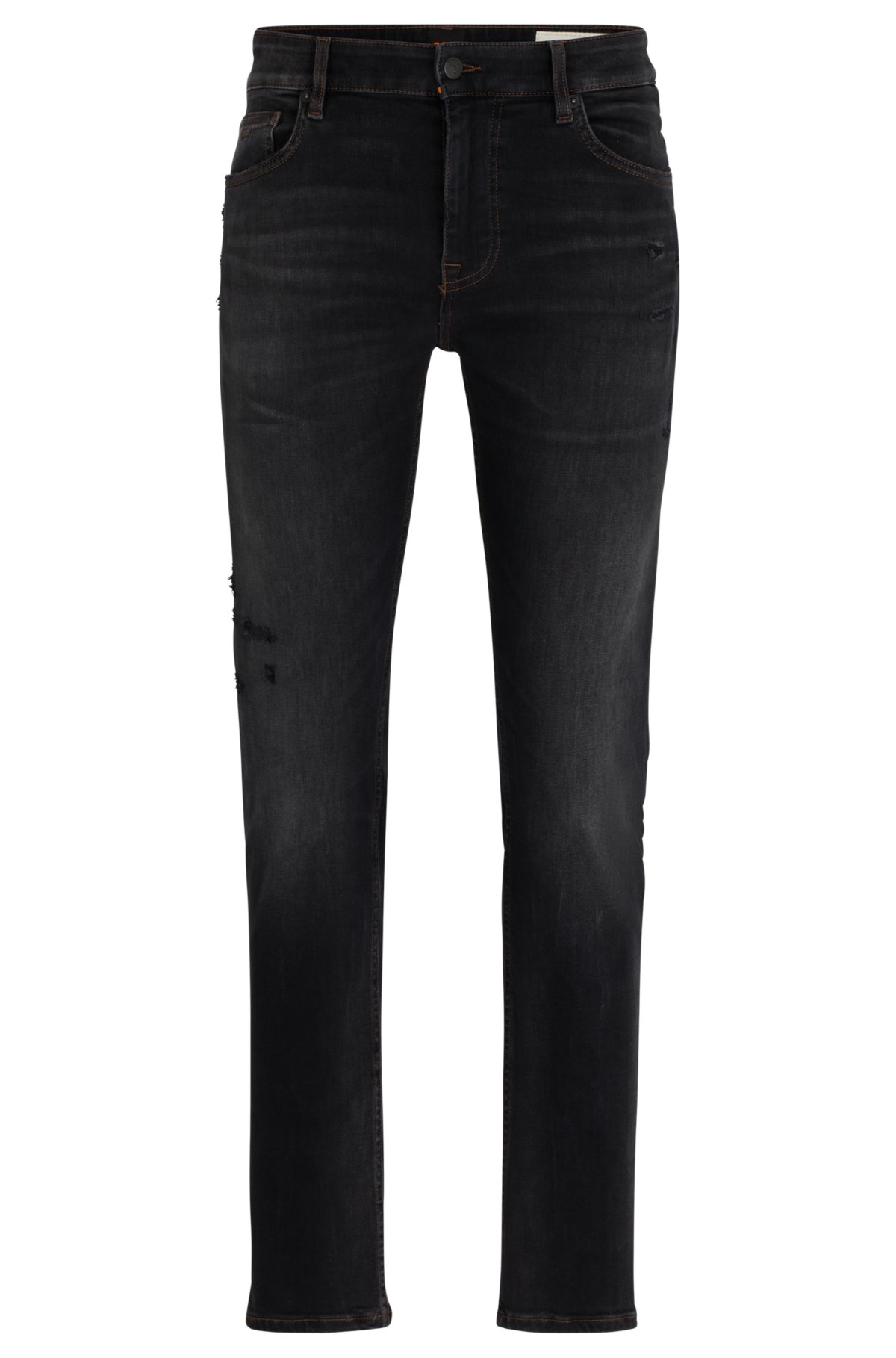 BOSS - Slim-fit jeans in black soft-motion denim