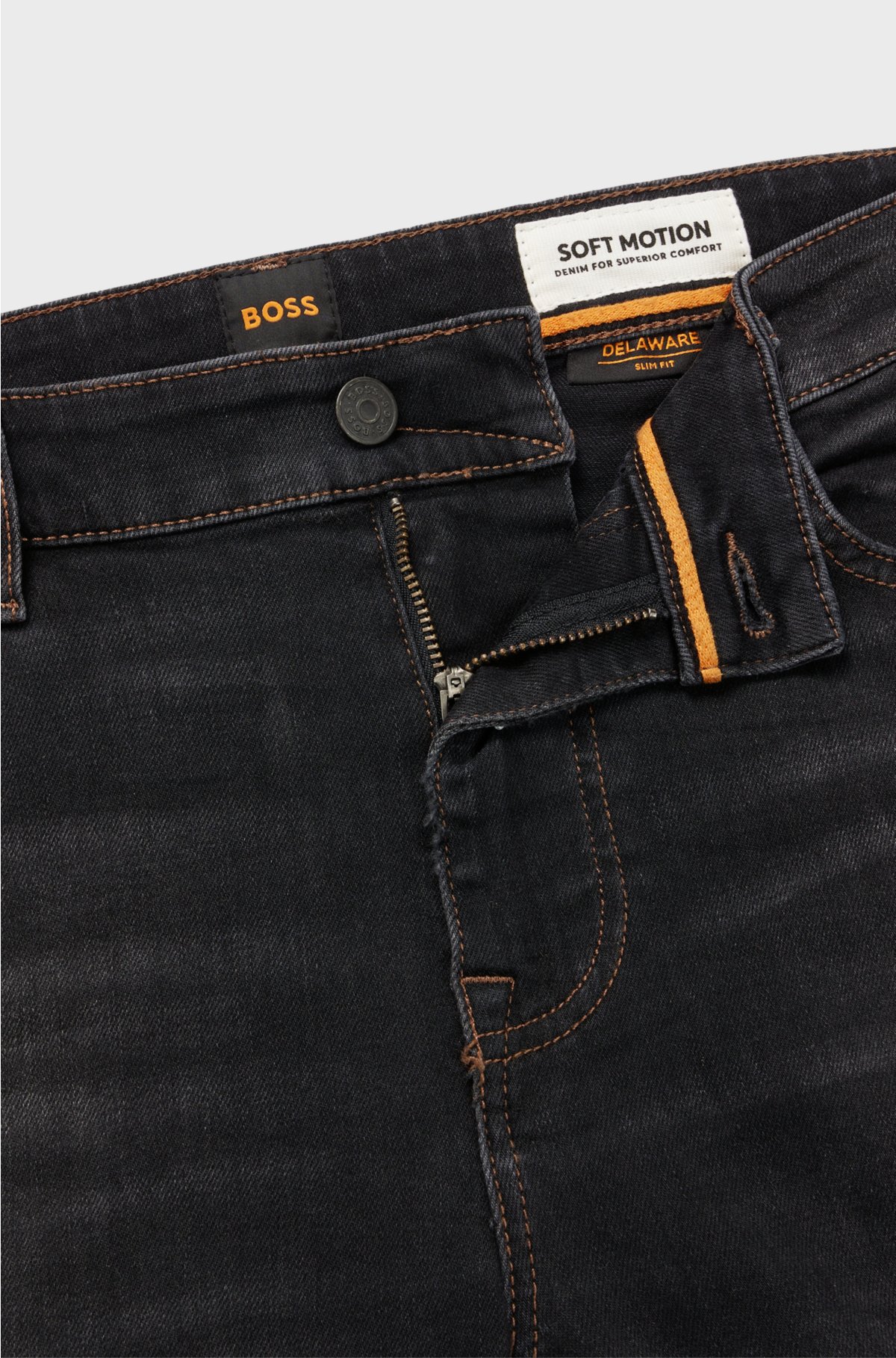 Slim-fit jeans in black soft-motion denim, Dark Grey