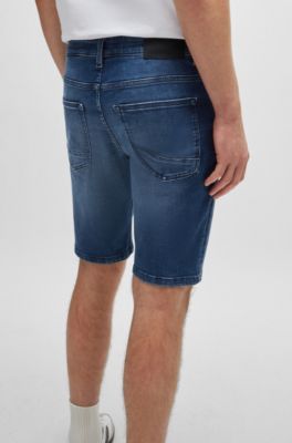 BOSS - Blaue Slim-Fit Shorts aus Soft-Motion-Denim