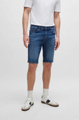 BOSS - Blaue Slim-Fit Shorts aus Soft-Motion-Denim