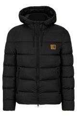 Water-repellent padded jacket with logo detail , Black