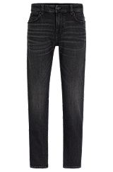 Regular-fit jeans in black comfort-stretch denim, Dark Grey