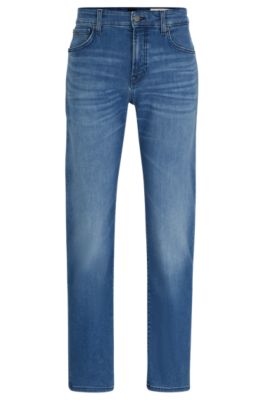 BOSS - Regular-fit jeans in blue soft stretch denim