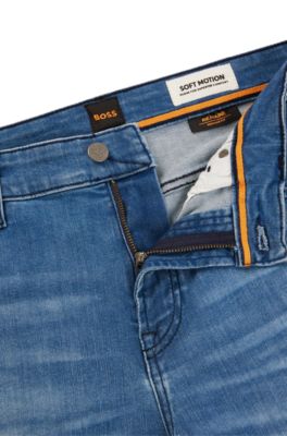 BOSS - Blaue Regular-Fit Jeans aus softem Stretch-Denim