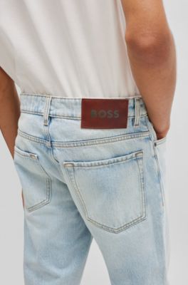 BOSS - Regular-fit jeans in blue rigid denim - Light Blue
