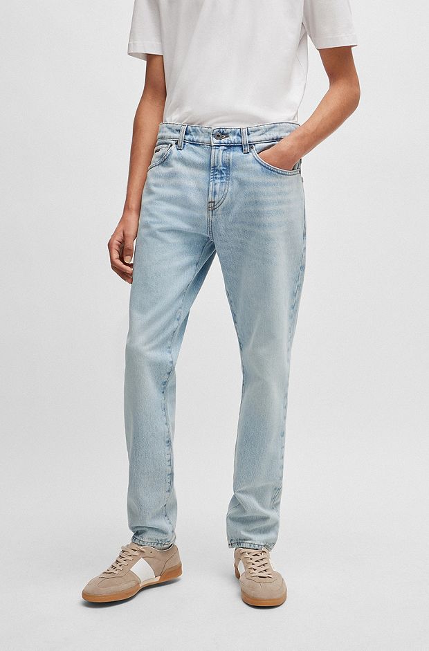 Regular-fit jeans in blue rigid denim, Light Blue