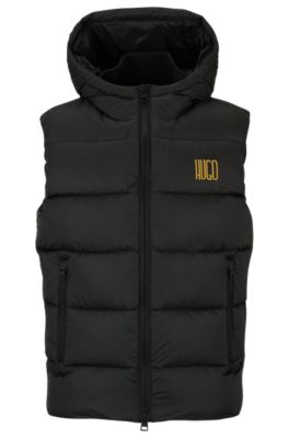 HUGO Wasserabweisende Weste mit Kapuze und LogoDetail