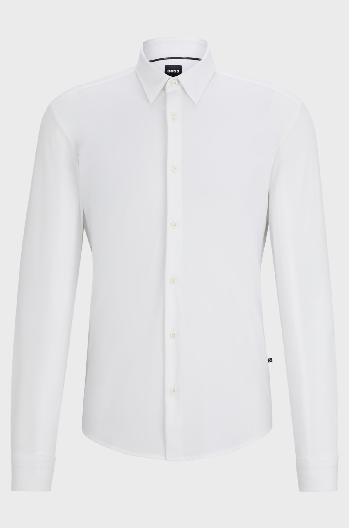 Slim-fit shirt in performance-stretch jersey, White