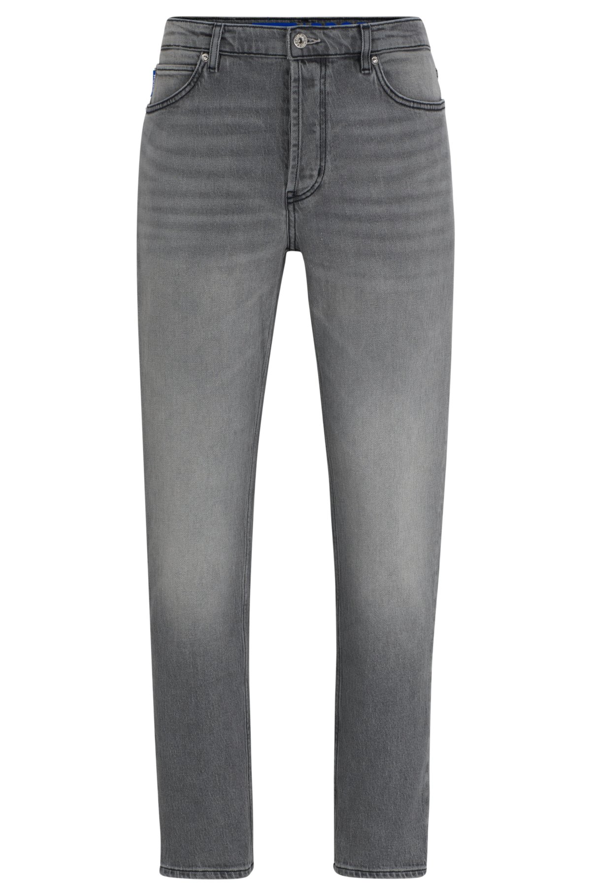 HUGO - Tapered-fit jeans in grey stretch denim