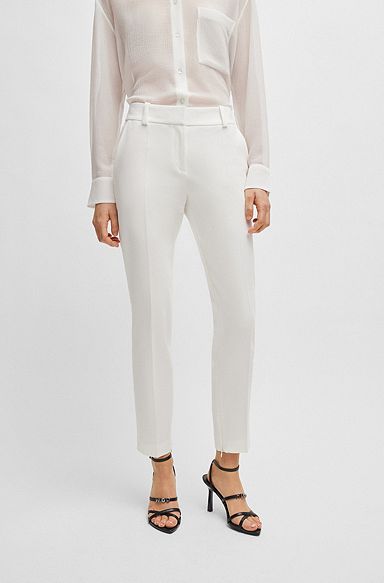 Slim-fit trousers with zip hems, White