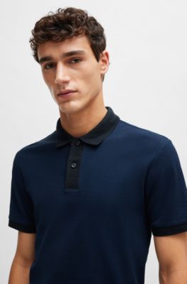BOSS Slimfit polo shirt in twotone mercerised cotton