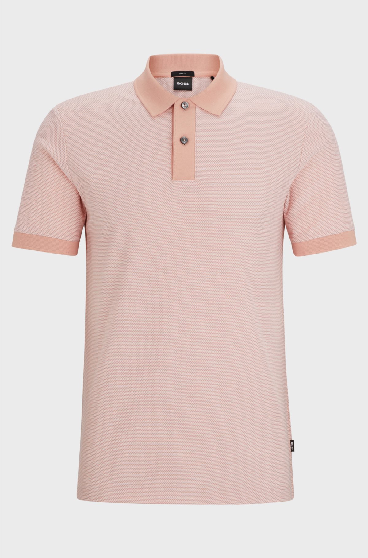 Slim-fit polo shirt in two-tone mercerised cotton, light pink