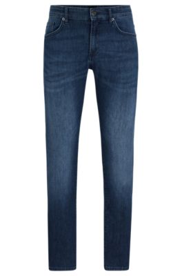 Slim-fit jeans in blue comfort-stretch denim, Dark Blue