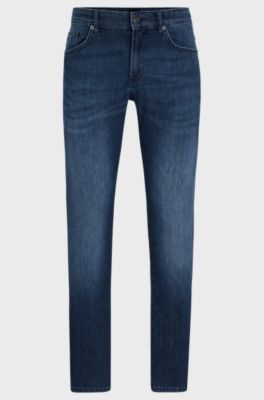 Slim-fit jeans in blue comfort-stretch denim, Dark Blue