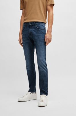 Slim-fit jeans in blue comfort-stretch denim, Dark Blue